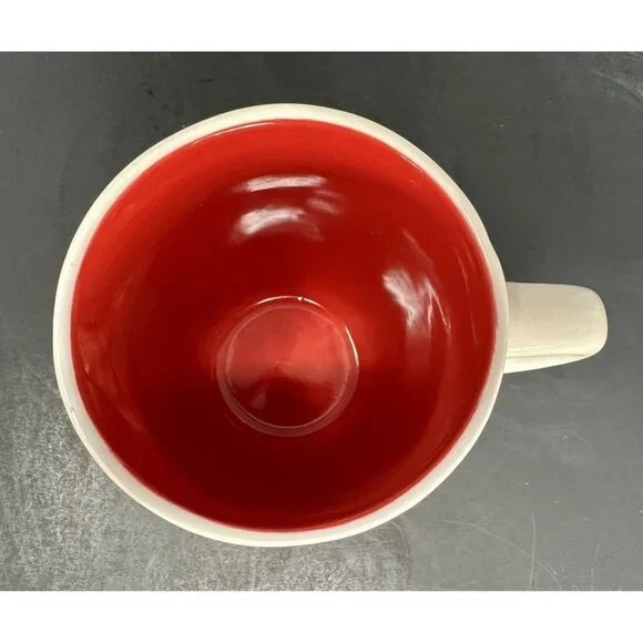 RAE DUNN FALALA White Coffee Mug Stem Font Red Interior 20 oz Christmas Magenta - Picture 5 of 8